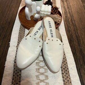 Anne Klein Cream Studded Mules